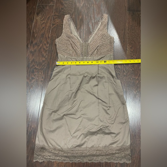 ANTHROPOLOGIE MOULINETTE SOEURS Size 2 Brown Gertie Lace Dress V Neck Pockets - Picture 3 of 8